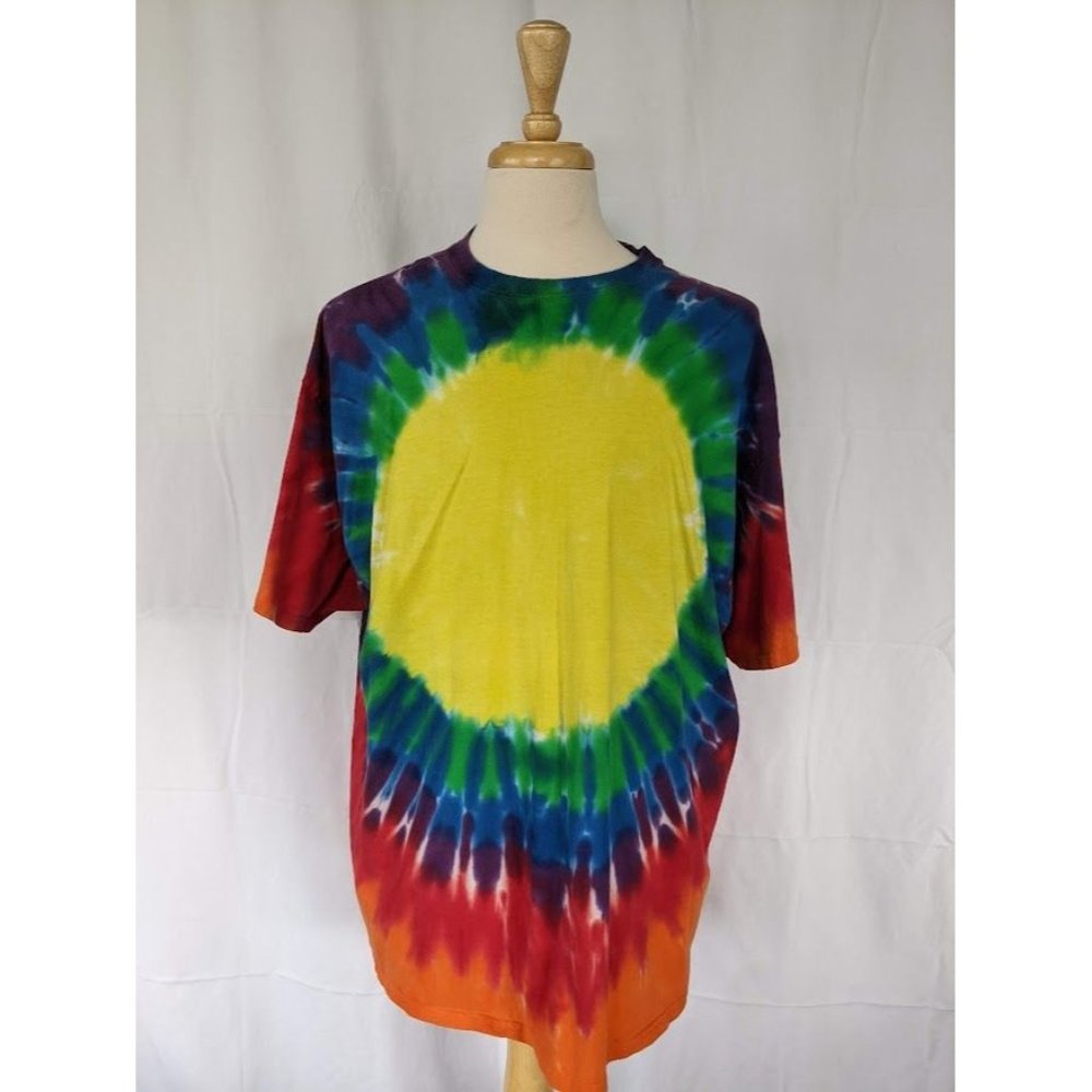 Men's Blank Tie Dye T Shirt Size XXl Image Ready Bright‎ Rainbow Basic Adult EUC